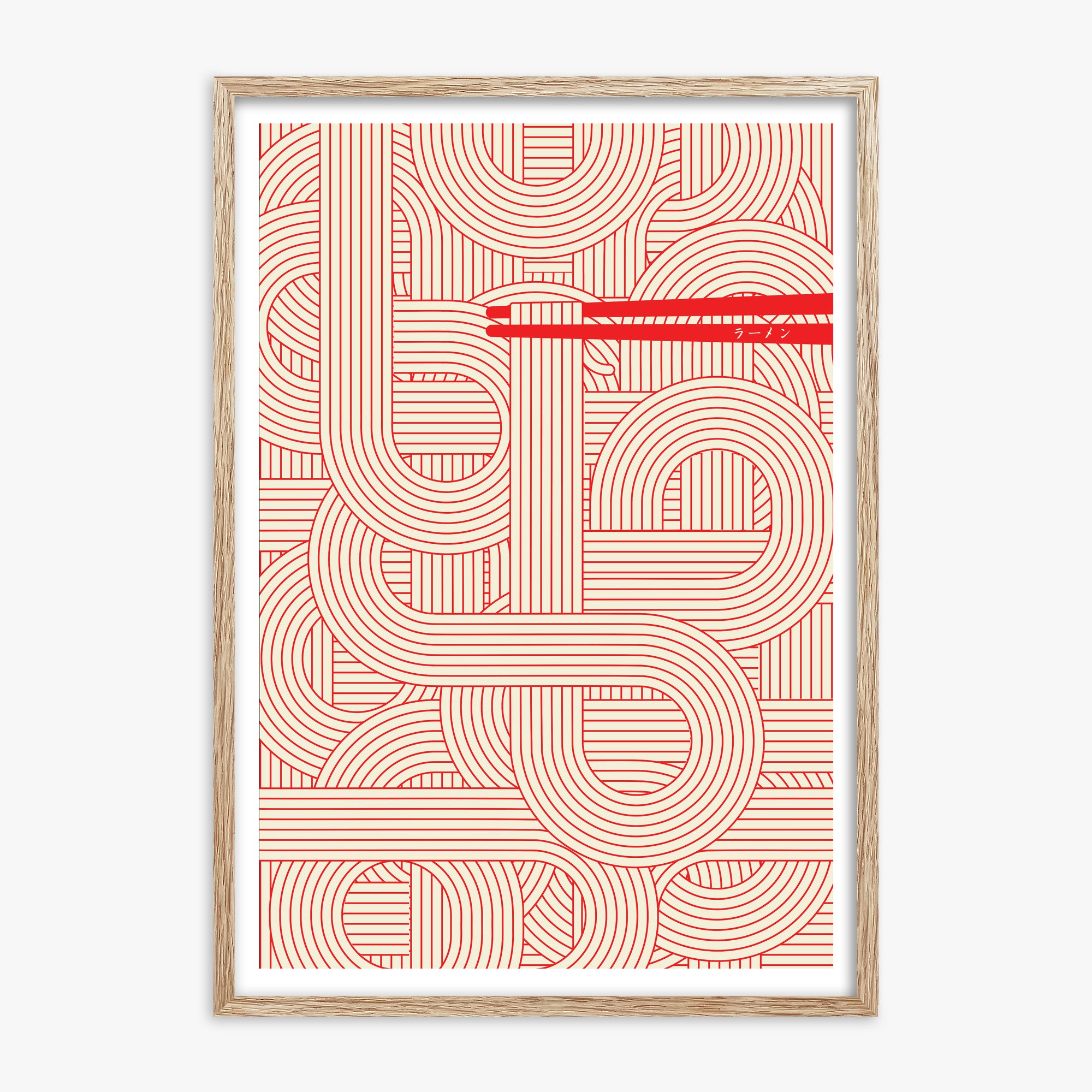Abstract Noodles, 70x100cm Framed Poster With Raw Oak Frame