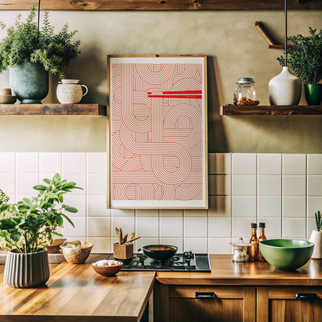 Abstract Noodles, 50x70cm Framed Poster With Black Frame