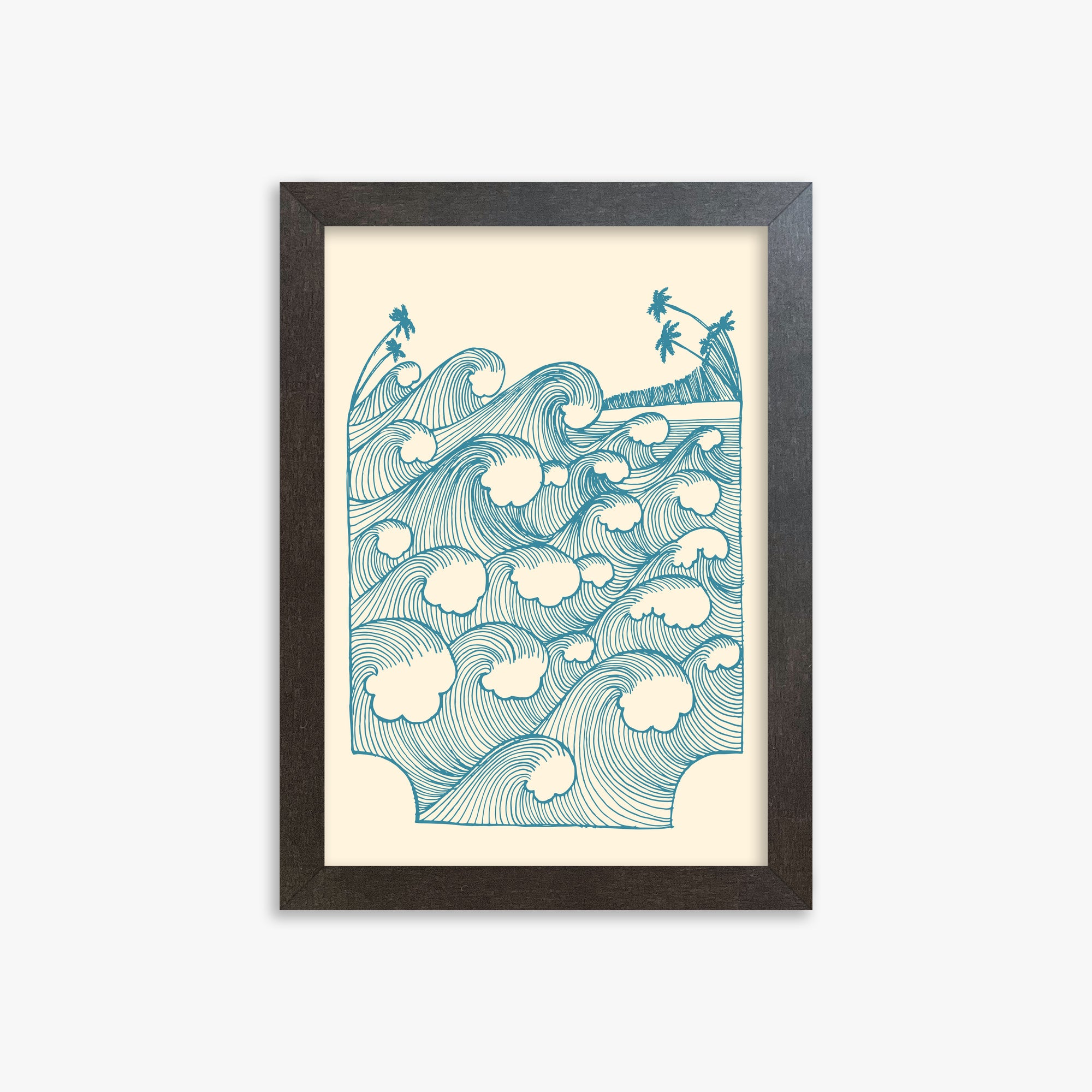 Vintage Great Waves, 21x30cm Framed Poster With Espresso Frame