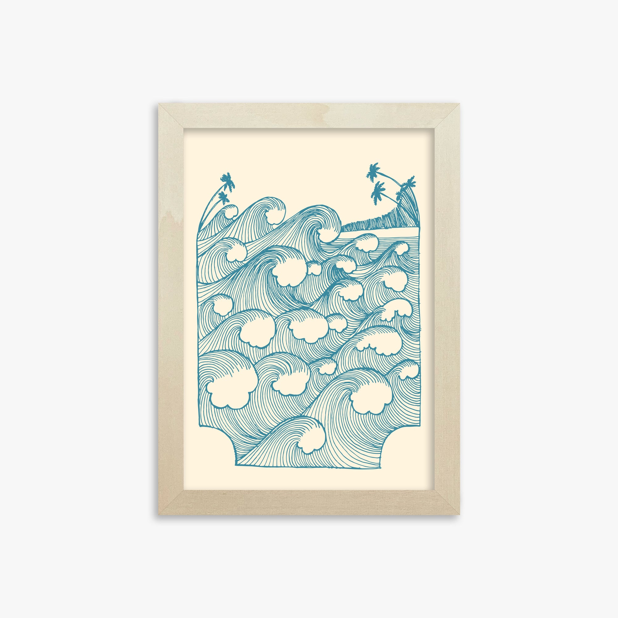 Vintage Great Waves, 21x30cm Framed Poster With Lime Wood Frame