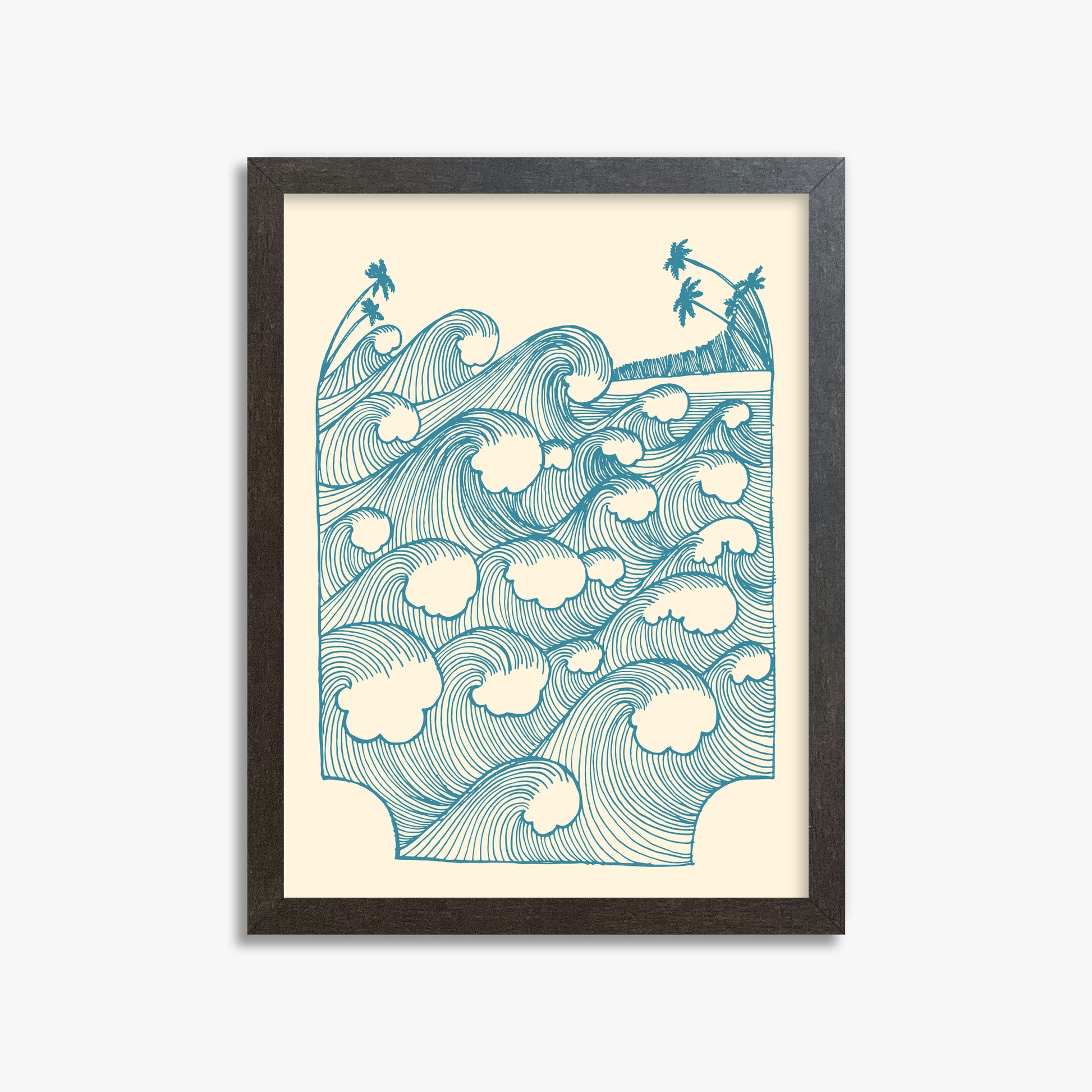 Vintage Great Waves, 30x40cm Framed Poster With Espresso Frame