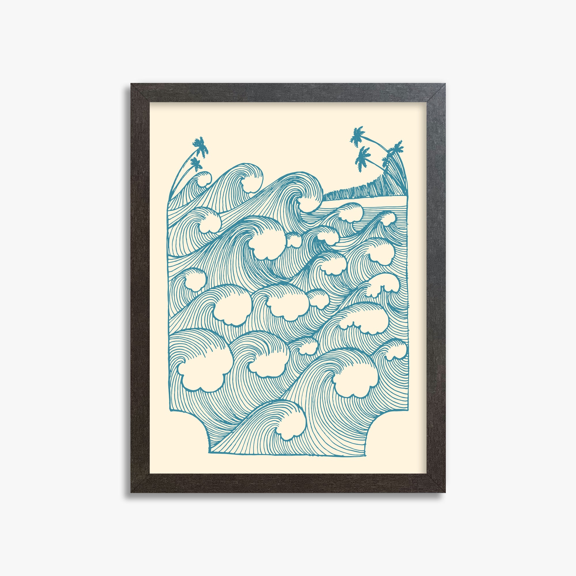 Vintage Great Waves, 30x40cm Framed Poster With Espresso Frame