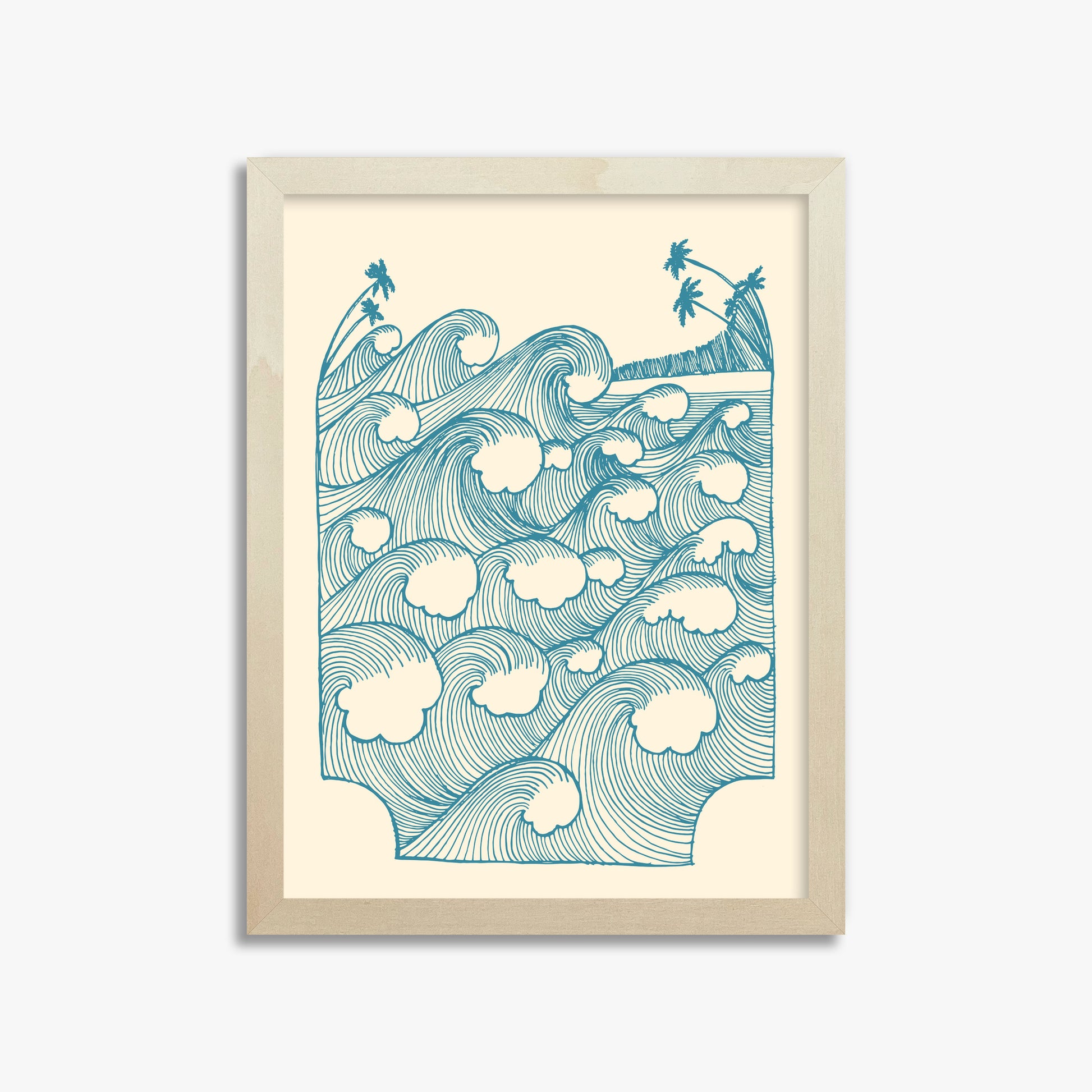 Vintage Great Waves, 30x40cm Framed Poster With Lime Wood Frame