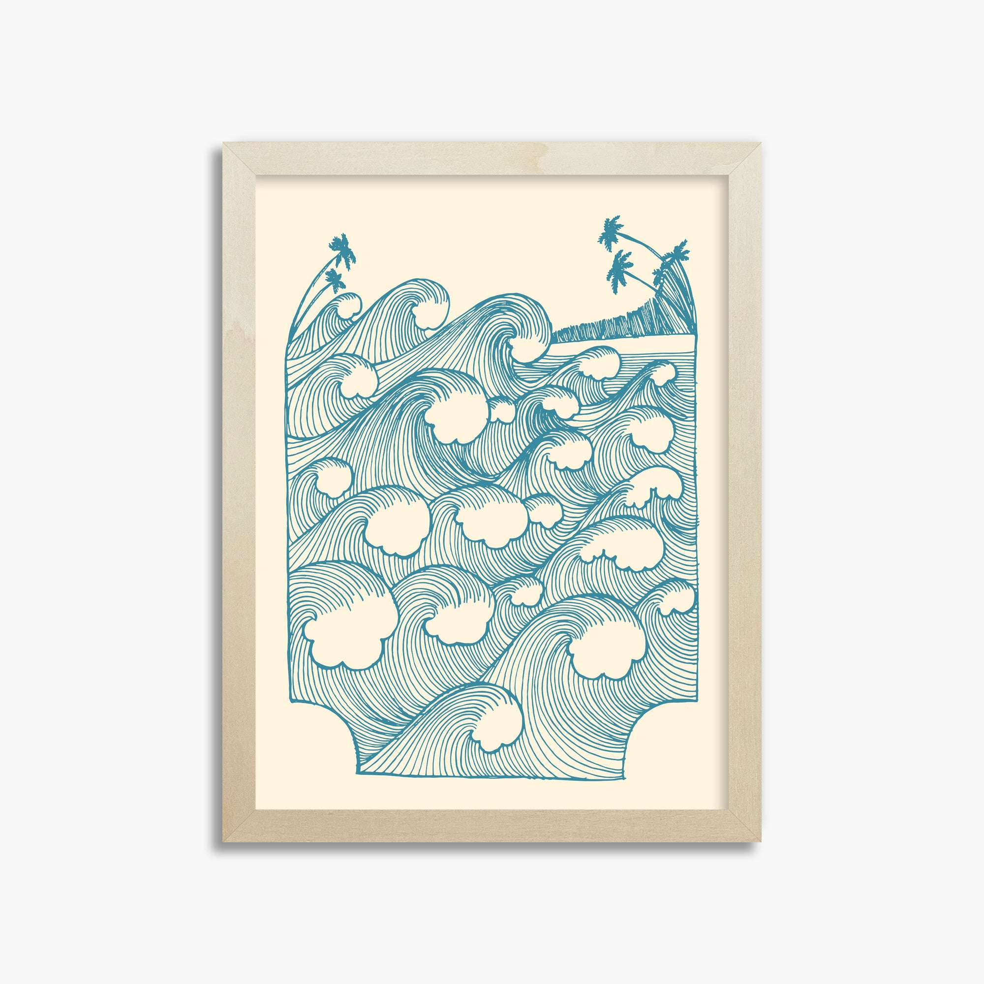 Vintage Great Waves, 30x40cm Framed Poster With Lime Wood Frame