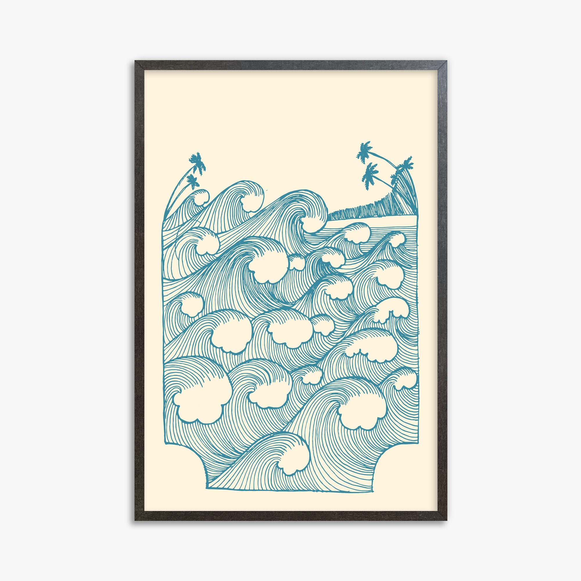 Vintage Great Waves, 61x91cm Framed Poster With Espresso Frame
