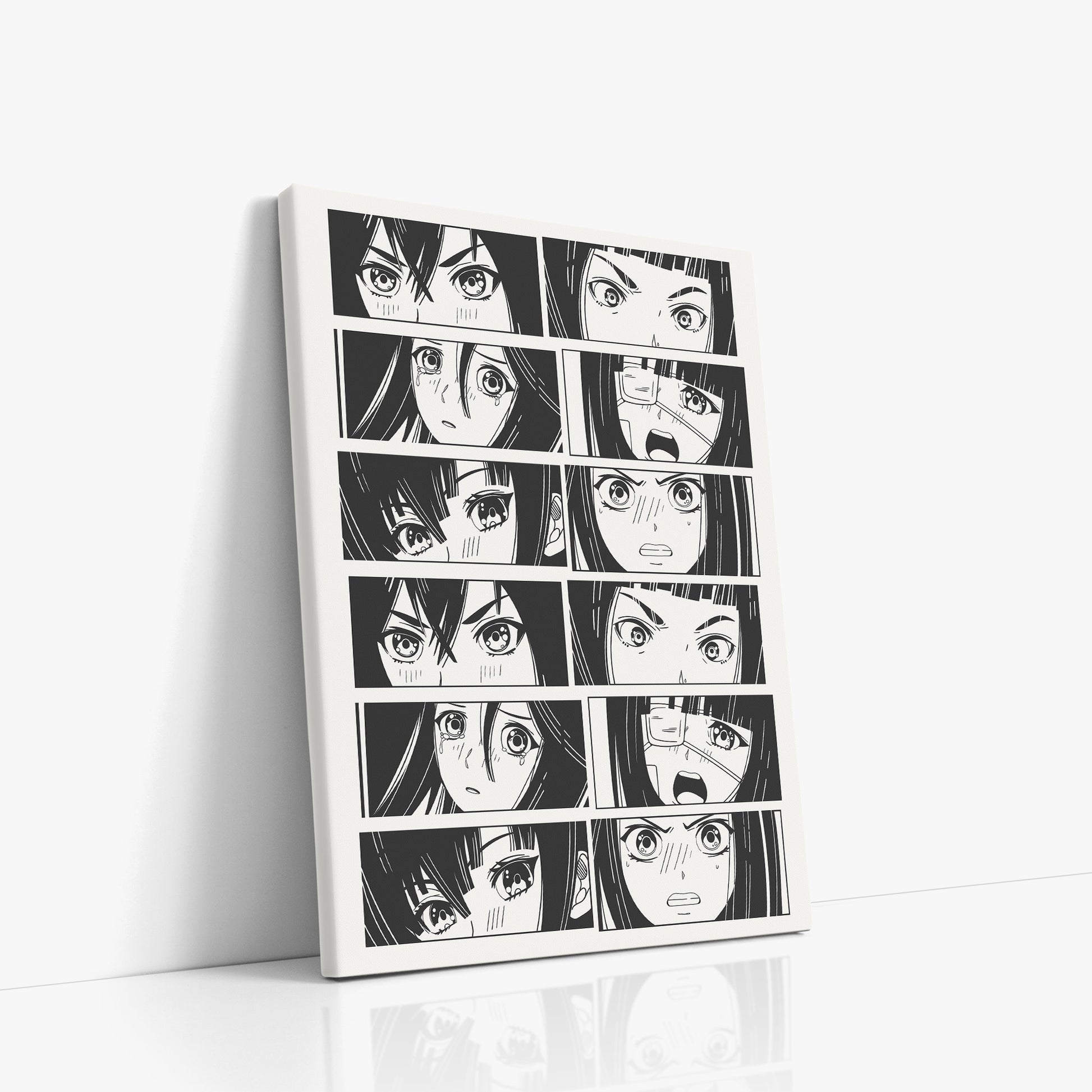 Six Moods, 50x70cm Satin Canvas Poster Left Angle