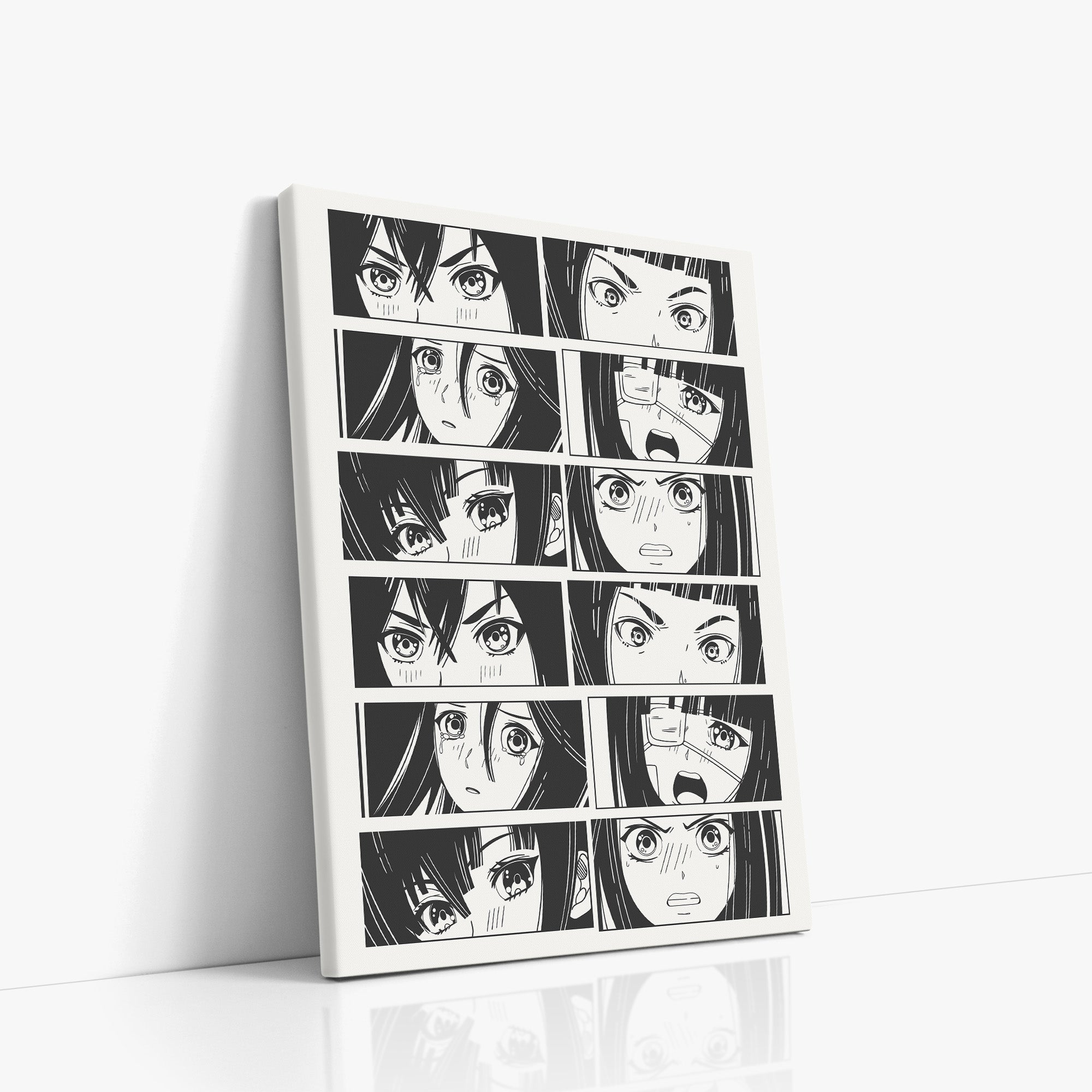 Six Moods, 50x70cm Satin Canvas Poster Left Angle