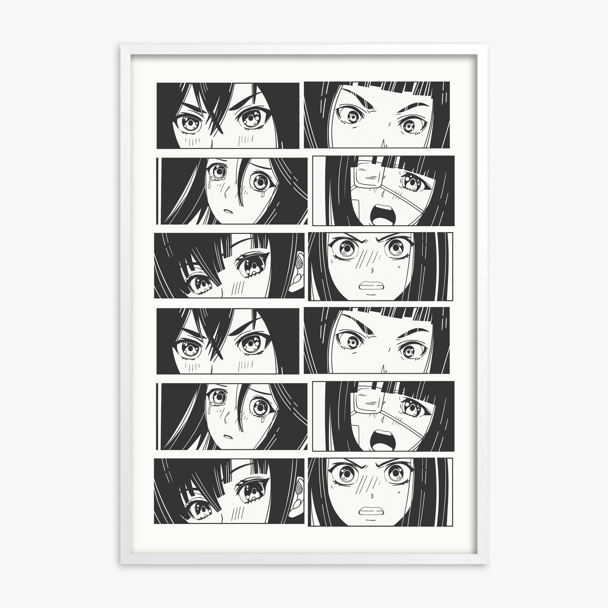 Six Moods, 70x100cm Framed Poster With White Frame