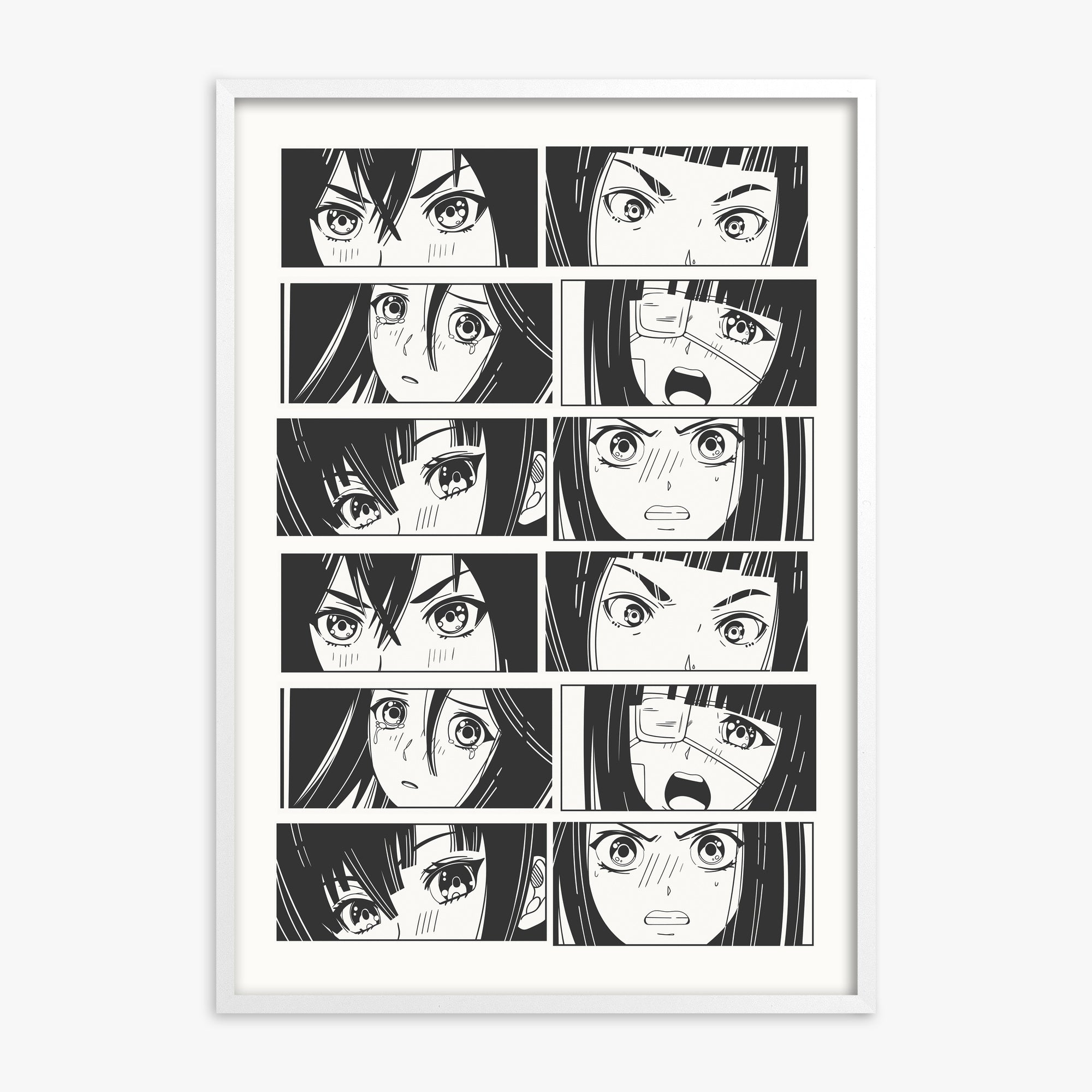 Six Moods, 70x100cm Framed Poster With White Frame