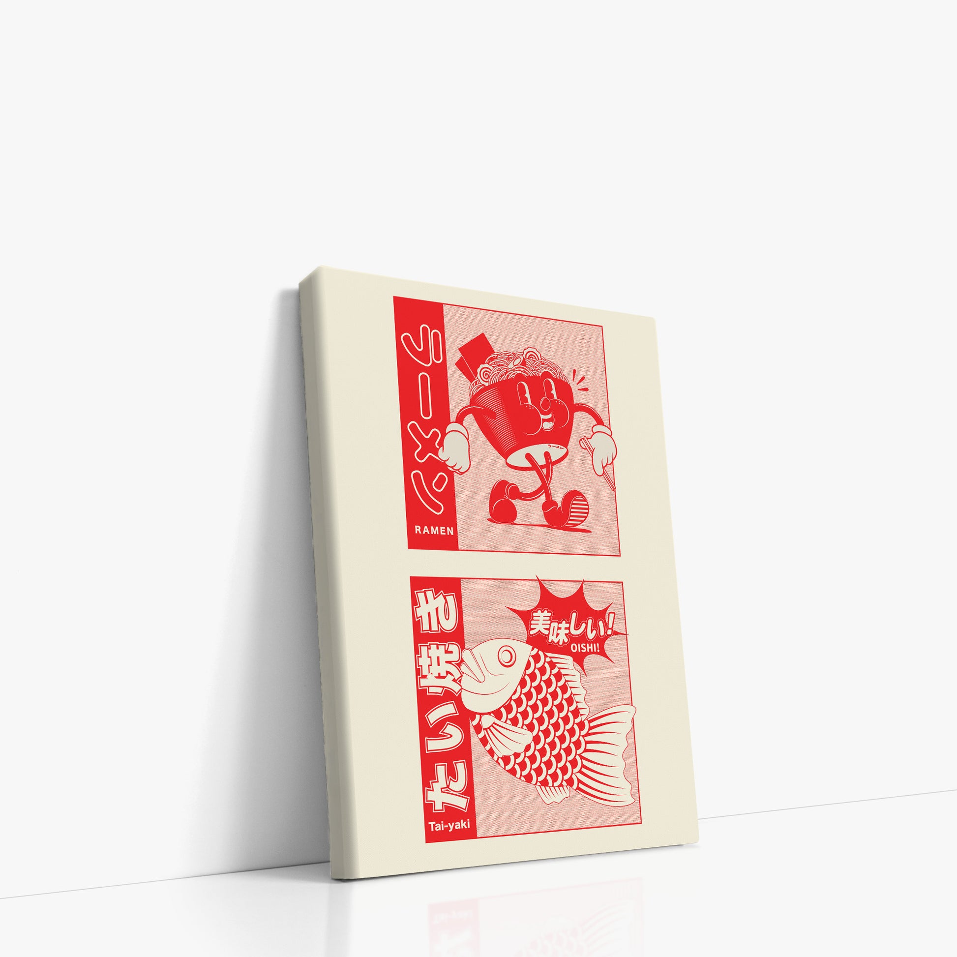 Taiyaki & Ramen, 21x30cm Satin Canvas Poster Left Angle
