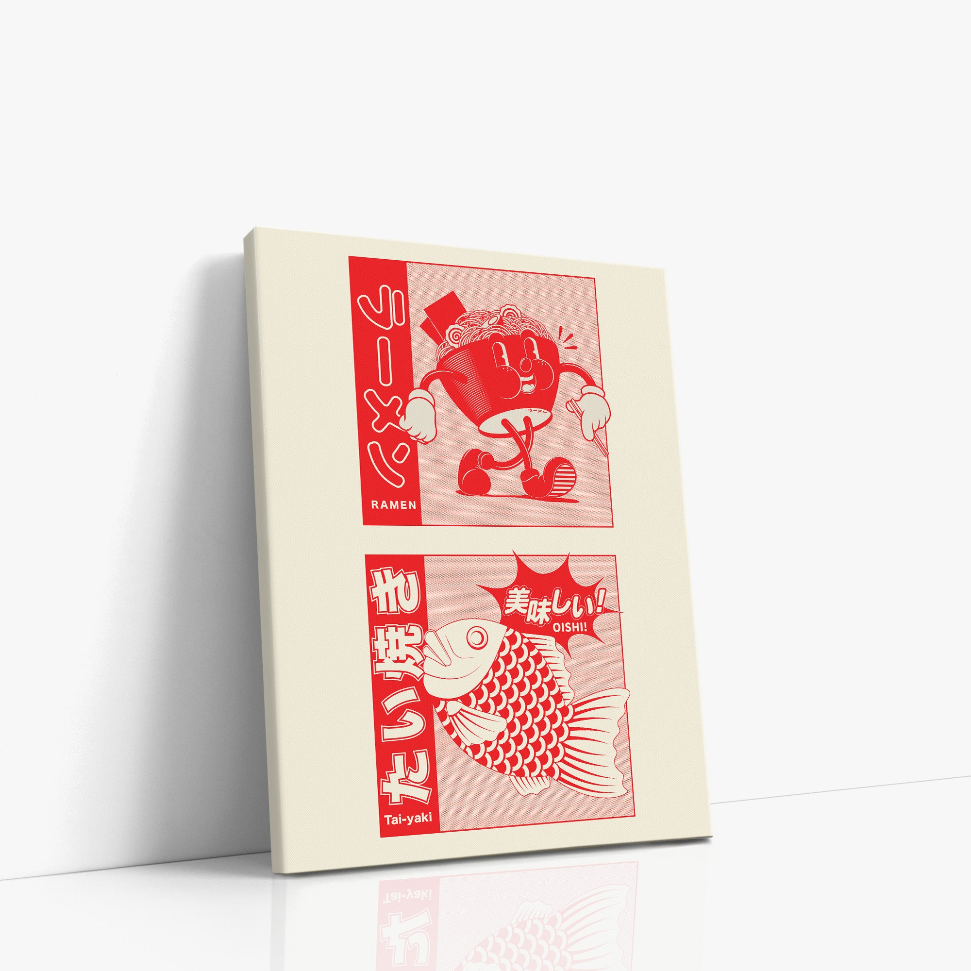 Taiyaki & Ramen, 30x40cm Satin Canvas Poster Left Angle