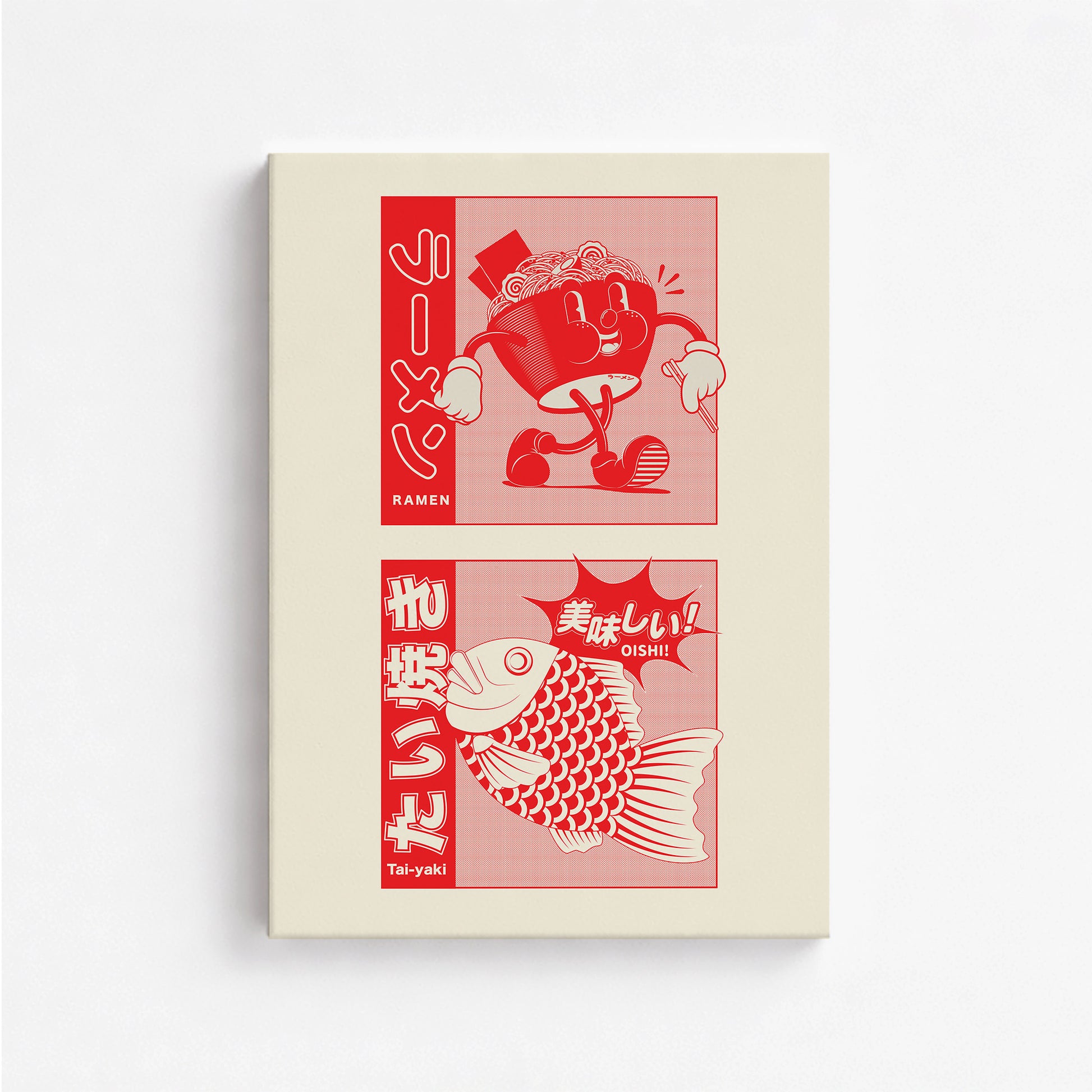 Taiyaki & Ramen, 50x70cm Satin Canvas Poster
