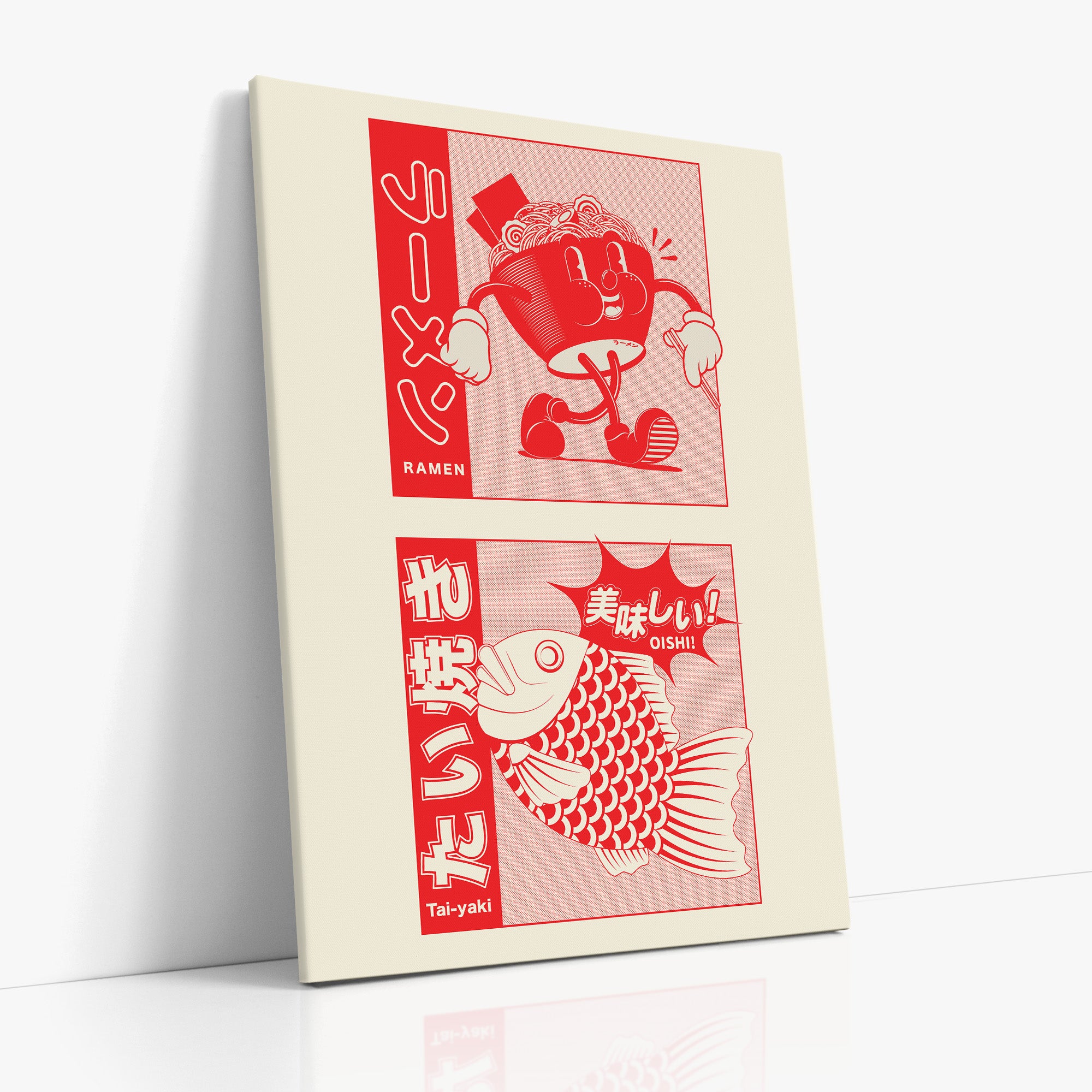 Taiyaki & Ramen, 70x100cm Satin Canvas Poster Left Angle