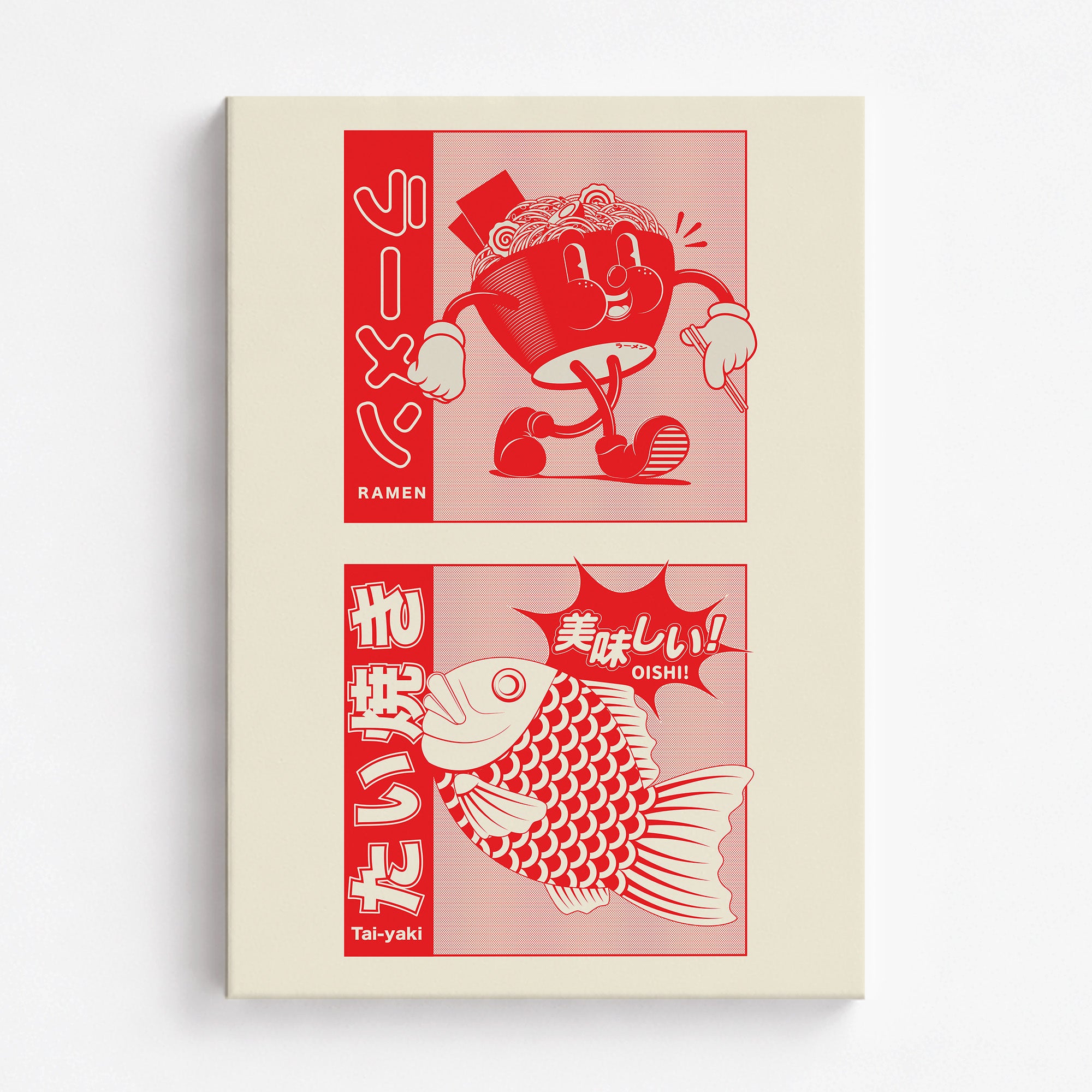 Taiyaki & Ramen, 70x100cm Satin Canvas Poster